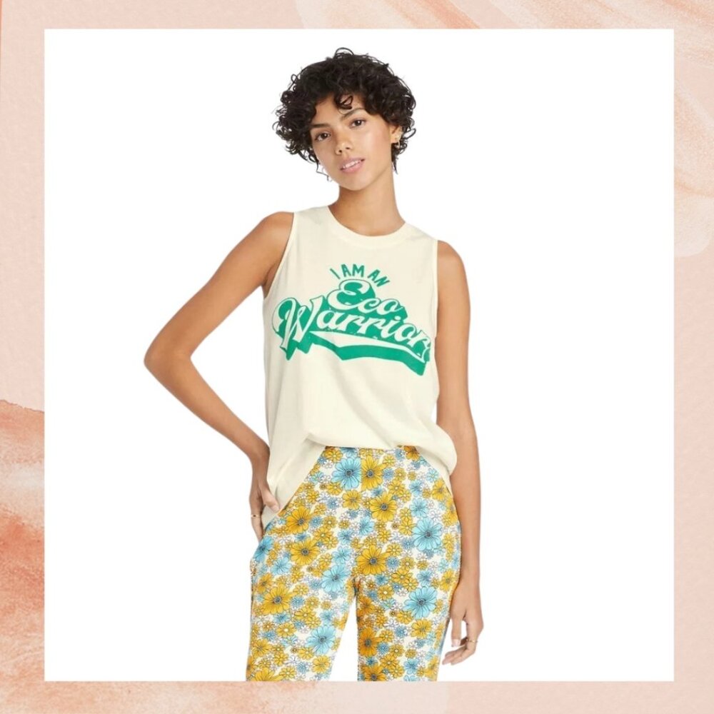 Off White Eco Warrior Graphic Muscle Tank Top